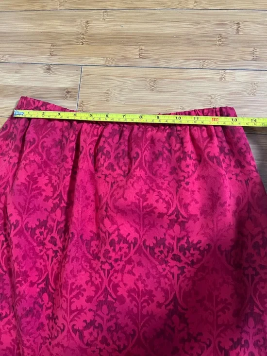 Y2K Chico's Red Damask Asymmetrical Point-Hem Flame Maxi Silk Skirt Whimsigoth - Picture 5 of 8